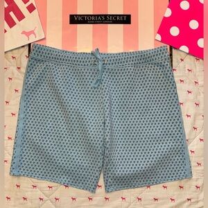 VS PINK VINTAGE Y2K BOYFRIEND SHORTS BABY BLUE MONOGRAM ALL OVER LOGO RARE HTF L